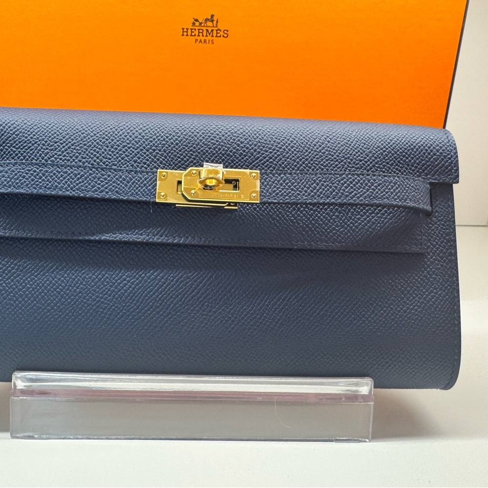 Hermès Kelly To Go Wallet-Bag — Epsom Calfskin Bleu Navy (7U | H Stamp Full Set